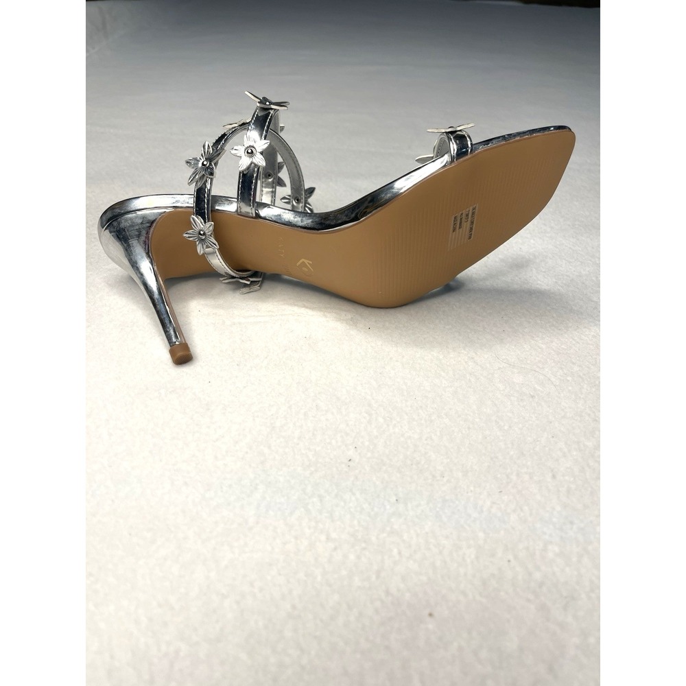 Katy Perry The Analia Flower Sandal Silver Flower Strappy Party Wedding Size 7.5 - Picture 11 of 11